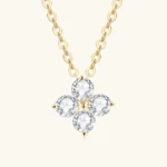 Collier trefle 4 feuilles or moissanite 0.4 carat BELA - argent 925