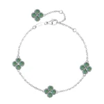 Bracelet trefle 4 feuilles moissanite verte 1.6 carat argent TIA - argent 925