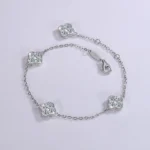 Bracelet trefle 4 feuilles moissanite blanche 1.6 carat TIA argent - argent 925