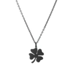 Chaine trefle quatre feuilles acier inoxydable noir FLORI