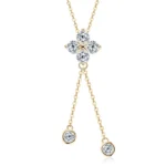 Collier trefle 4 feuilles or et moissanite 1.4 carat ERINE - argent 925