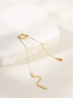 Four-leaf trefoil bracelet in openwork gold, fine mesh ALIA