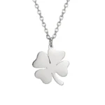 Chaine trefle quatre feuilles acier inoxydable argent FLORI