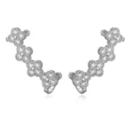 Boucles d'oreilles clip sans trou multi trefle 4 feuilles argent et zircon blanc