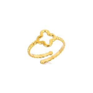 4-leaf gold openwork clover ring - stainless steel WIZA